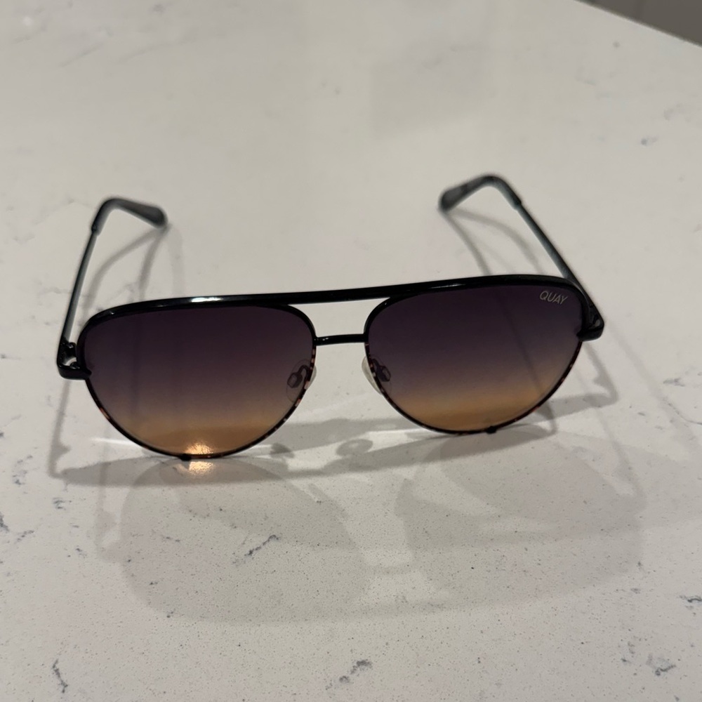 Quay High Key Black Aviator Sunglasses